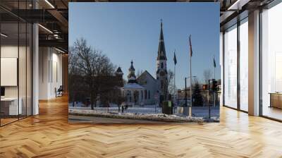 BARRE, VERMONT, USA - FEBRUARY, 20, 2020: City view on the Main Street. Winter time. Wall mural