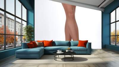 female bare legs on a white background Wall mural