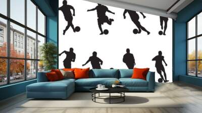 silhouette of people playing football soccer Wall mural