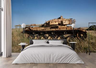 Abandoned tank on the Golan Heights Wall mural