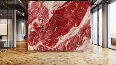 A detailed close up marbled raw beef texture background for cooking and aged steak pattern Wall mural