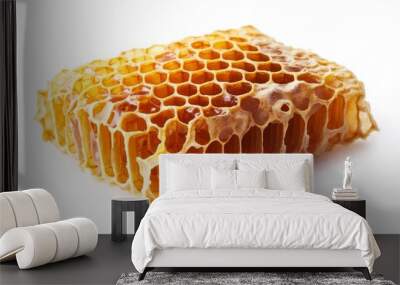 Beautiful golden honeycombs with rich golden honey isolated on white background Wall mural