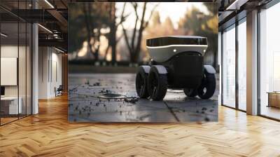 Delivery robot delivering packages, intelligent automaton vehicle for the delivery food and products Wall mural