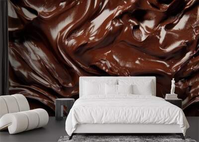 Rich, smooth melted liquid chocolate texture. Background for banner, backdrop or texture Wall mural