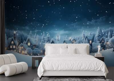 Christmas winter fairy village landscape. AI generated image Wall mural