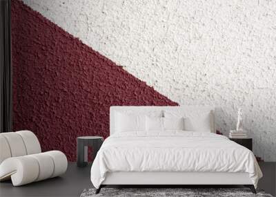 Ssurface of two-colored textured wall closeup. Abstract background consists of two stripes painted with red and white colors. Wall mural