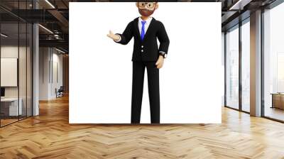 Businessman showing something 3d character illustration Wall mural