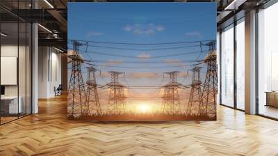 high voltage electric transmission tower energy pylon. Wall mural