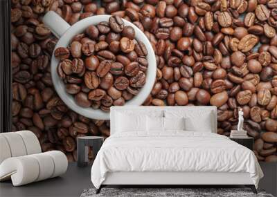 roasted coffee beans as background close up Wall mural