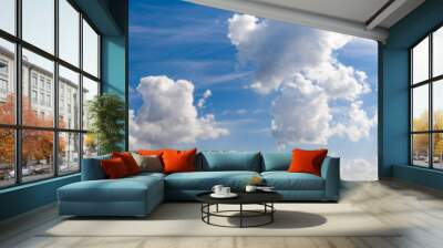 Wide sky panorama with scattered cumulus clouds Wall mural