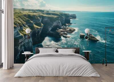 A coastline with cliffs on a sunny img Wall mural