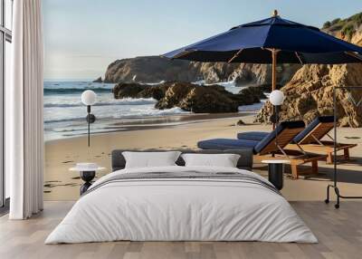 Blue sun loungers Wall mural