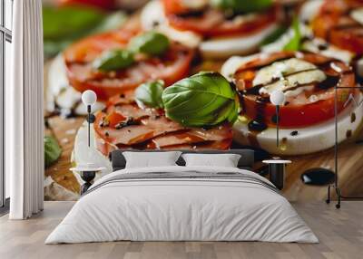 Caprese with slices of fresh mozzarella tomatoes Wall mural