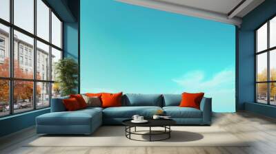 Gradient light aquamarine to deep sky abstract banner Wall mural