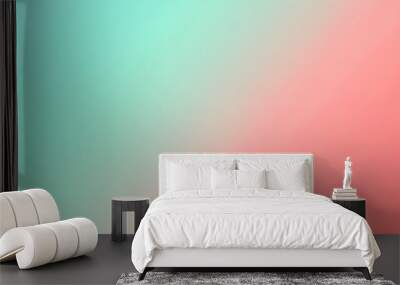 Gradient light mint to light coral abstract background Wall mural