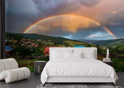 In the evening after the rain a rainbow img Wall mural