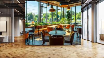 Restaurants with panoramic windows and stylish design Wall mural