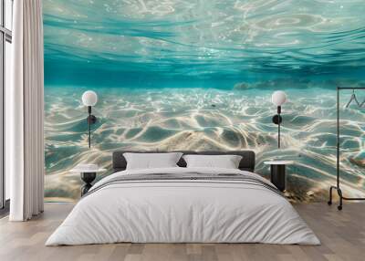 Underwater View of Crystal Clear Water with Rippled Sand Wall mural