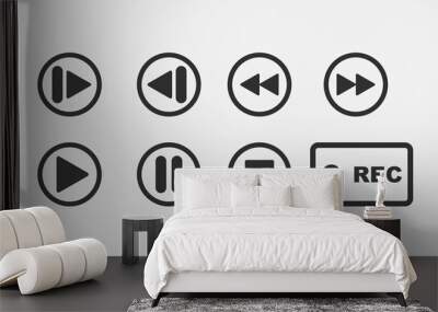 Media player buttons collection vector design elements. Wall mural