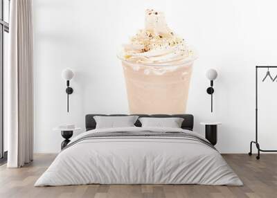 Vanilla coffee frappe with whipped cream and crushed coffee bean grains. Wall mural