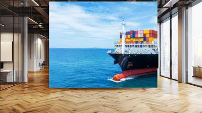 Cargo container Ship, cargo vessel ship carrying container and running for import export concept technology freight shipping sea freight by Express Ship. front view Wall mural