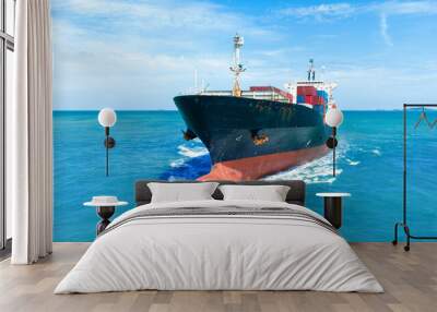 Nose of Container Vessel Ship running in the ocean. Nose cargo ship, bow nose of large vessel.. Wall mural