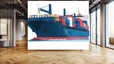 ship on white background with container isolate for smart logistic transportation concept. Wall mural