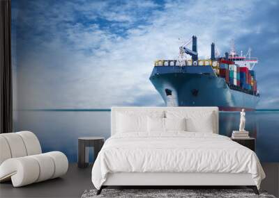 ship with international container import export  forwarder mast Wall mural