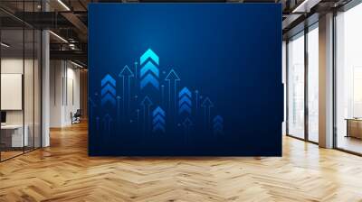 business arrow up growth line circuit technology on dark blue background. business investment to success. financial data graph strategy.market chart profit money. vector illustration hi-tech. Wall mural