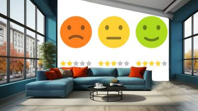 customer satisfaction level emoji level. feedback star rating with good and bad emotions. isolate on white background. vector illustration flat design. Wall mural