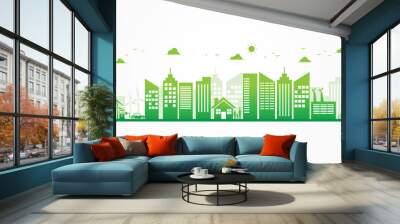 green ecology city sustainable energy and environmental. Clean renewable energy concept. save the world with eco-friendly. vector illustration in flat style modern design Wall mural