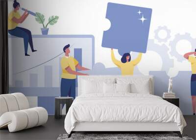 Build your team, leadership to develop teamwork or business partner. png illustration Wall mural