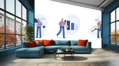 Data research and information graph analysis for business. Vector illustration. Wall mural