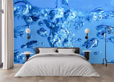 blue water bubbles macro close up Wall mural