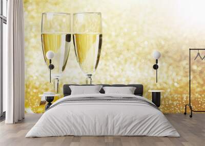 champagne and bow Wall mural