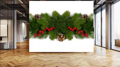 Christmas frame of tree branches Wall mural