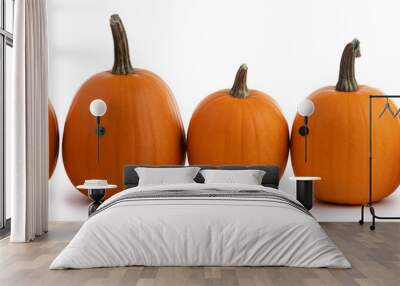 Five pumpkins isolated on white Wall mural