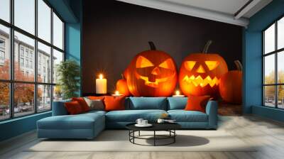 Halloween pumpkin and candles Wall mural