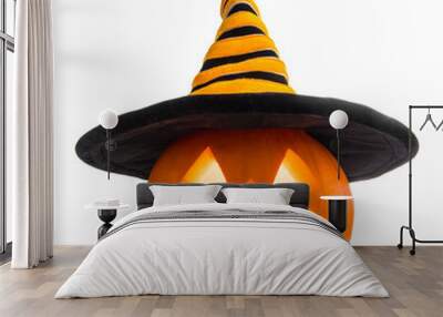 Halloween pumpkin with witches hat Wall mural