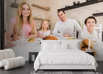 Happy family dinner Wall mural