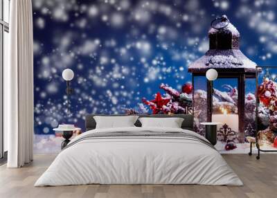 Lantern and christmas decoration Wall mural