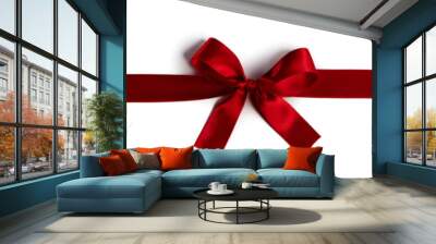 Red bow on white background Wall mural