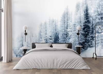 Snow covered forest Wall mural