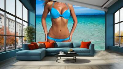 Tanned woman body in bikini Wall mural