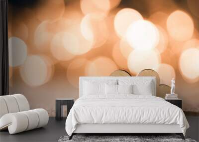 Two hearts on bokeh background Wall mural