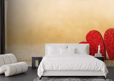 Two hearts on bokeh background Wall mural