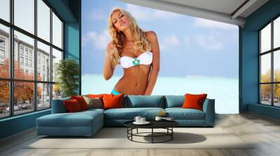 woman in bikini on beach Wall mural