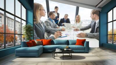 Workers at business meeting Wall mural