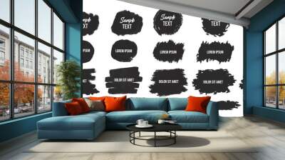 Collection of grunge brushstrokes set hand drawn vector new Wall mural