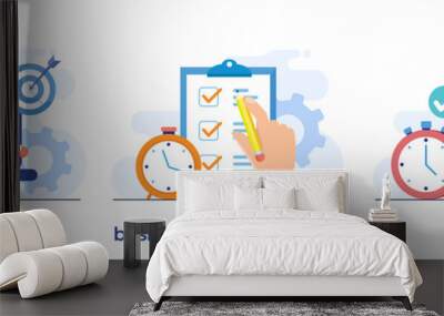 business plan and schedule, time management, target and deadline concept, flat illustration vector Wall mural